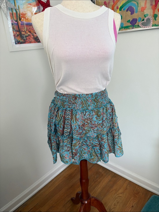 Mexacali Blues Other - Girls' Teal Floral Tiered Smocked Mini Skirt